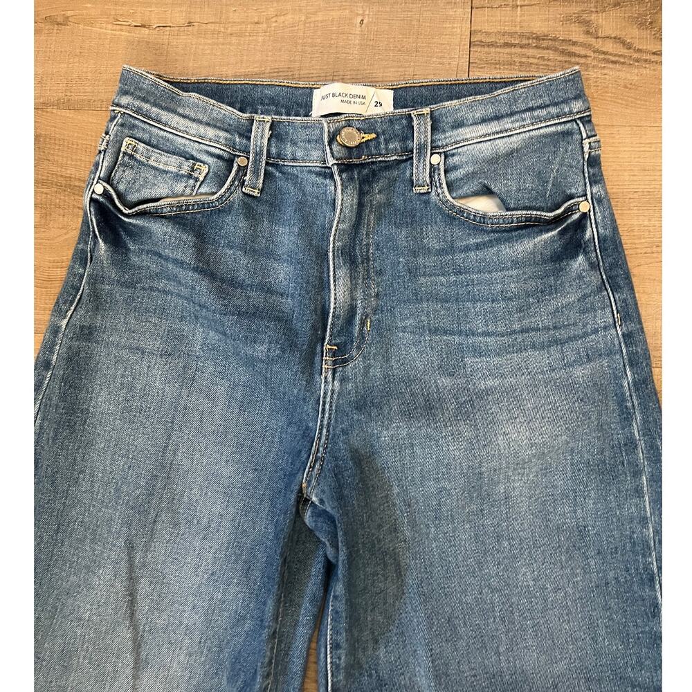 Just Black Denim Wide Leg Flare Crop Jeans - Picture 2 of 4